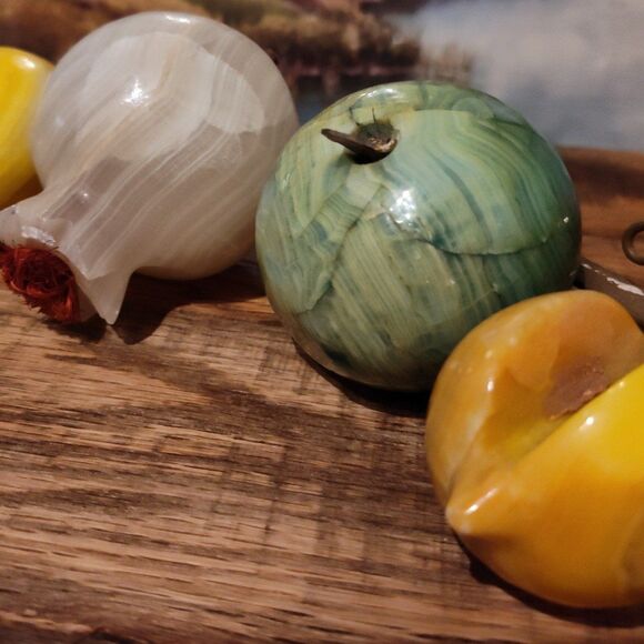 Vintage Alabaster Fruit Set - Decorative Collectible, Mid-Century Home Decor - Picture 2 of 10